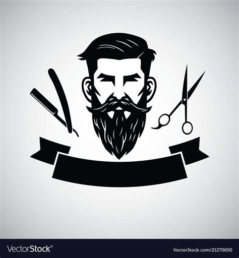 Barbershop Logo Template with Hipster Head and Scissors. Vector ...