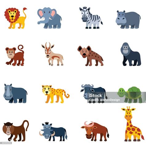 African Wild Animals Stock Illustration - Download Image Now - Animal ...