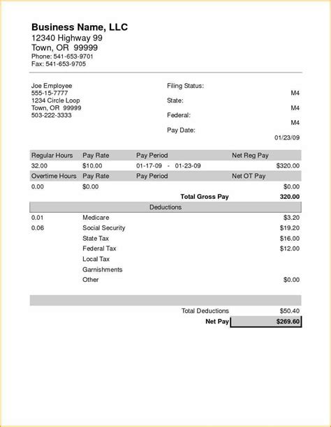 Payroll Pay Stub Template ~ Excel Templates