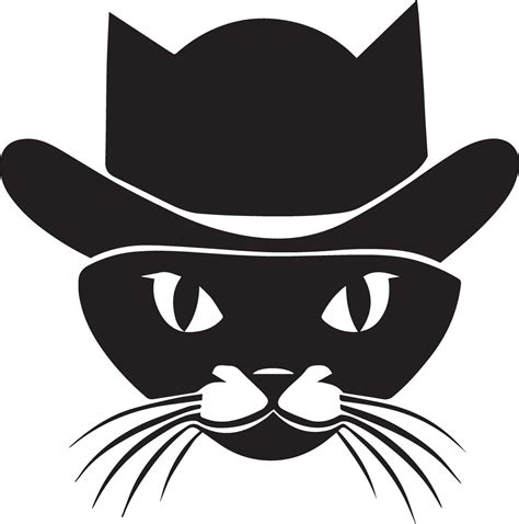 Cat face vector silhouette, cat face with cap vector silhouette ...