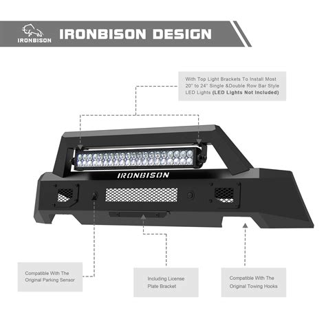 IRONBISON Front Bumper Compatible with 2019-2023 Ford Ranger Heavy Dut