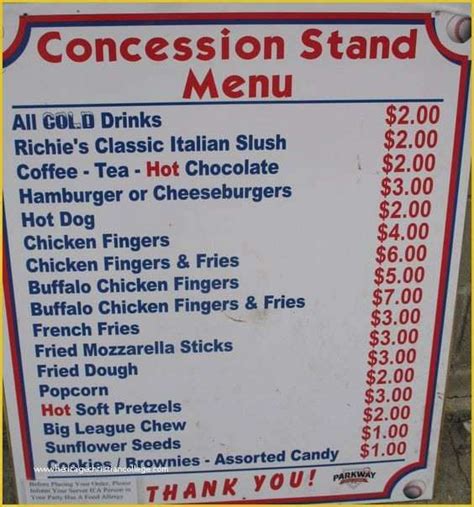 Free Concession Stand Menu Template