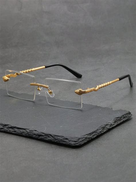 Men Square Lens Rimless Eyeglasses | Stylish glasses, Vintage ...