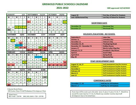 Griswold Public Schools Calendar 2022 and 2023 - PublicHolidays.com