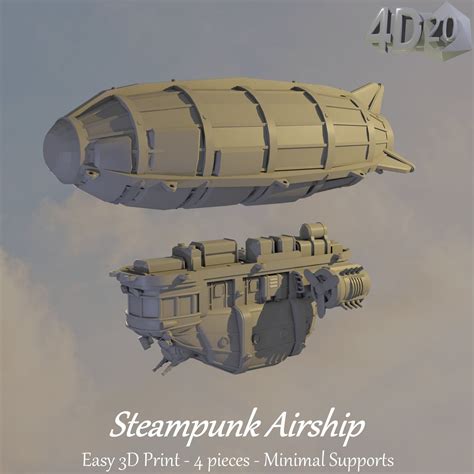 Steampunk Airship Easy 3D Print Design 3D Printable Fantasy Airship for ...