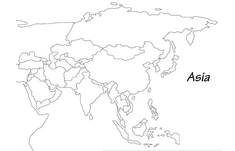 Asia Map Outline coloring page - Download, Print or Color Online for Free