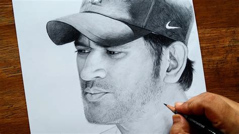 Ms Dhoni drawing || pencil sketch of ms dhoni || how to draw ms dhoni ...