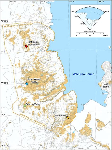 Map of the McMurdo Dry Valleys and the sampling sites. | Download ...