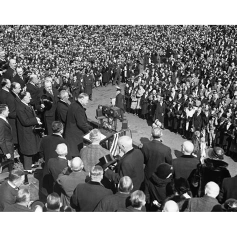 President Herbert Hoover Addresses A Crowd During His 1932 Campaign For ...