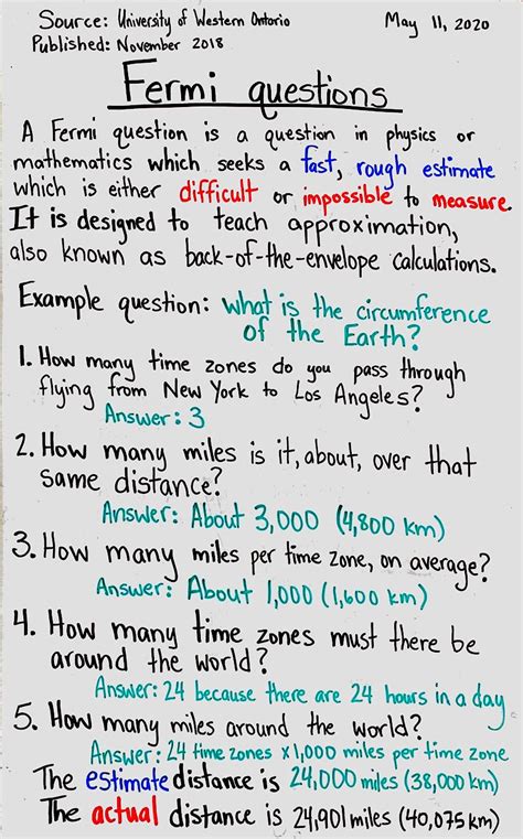 Fermi Questions. Source: University of Western Ontario… | by Danny ...