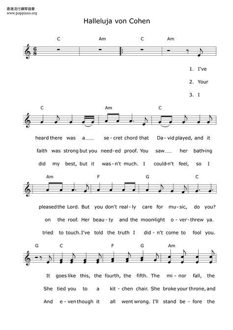 Leonard Cohen-Hallelujah Sheet Music pdf, - Free Score Download ★