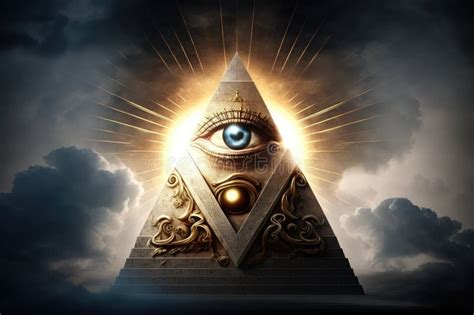 All-seeing Eye on Top of the Pyramid, Surrounded by Rays of Sunlight ...