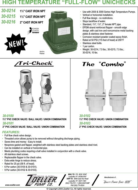 433 1 Zoeller 30 0102 Product Brochure Fm0217 User Manual