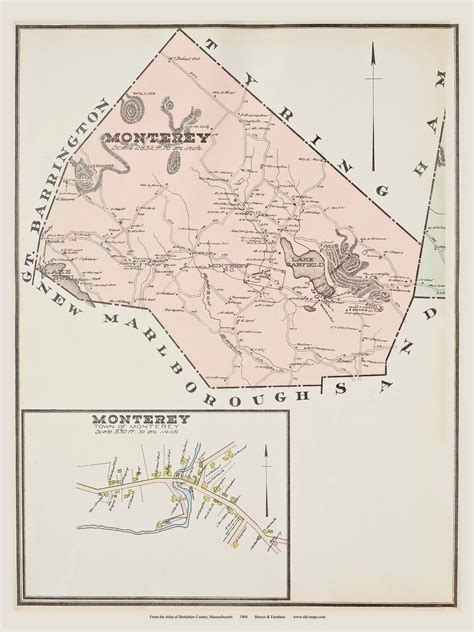 Monterey, Massachusetts 1904 Old Town Map Custom Reprint - Berkshire Co ...