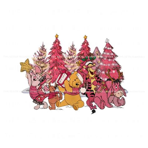 Winnie The Pooh Pink Christmas Tree PNG