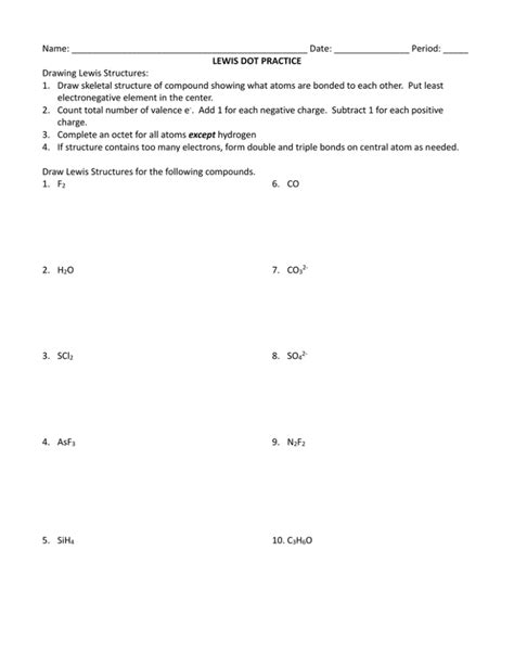 Lewis Dot Diagram Practice