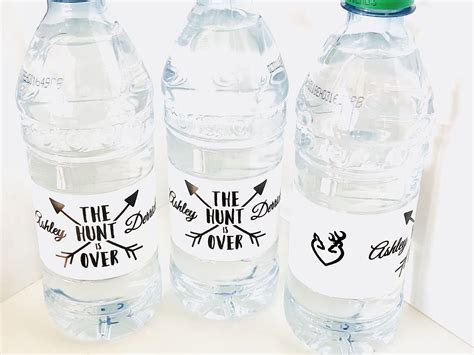 20 Personalized The Hunt Is Over Wedding Themed Waterproof Water Bottle ...