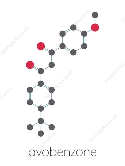 Avobenzone sunscreen molecule, illustration - Stock Image - F027/8182 ...