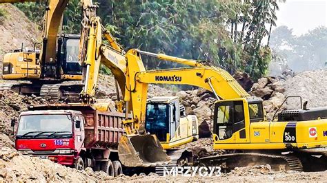 BIG Digger Excavators Working On Toll Construction - YouTube