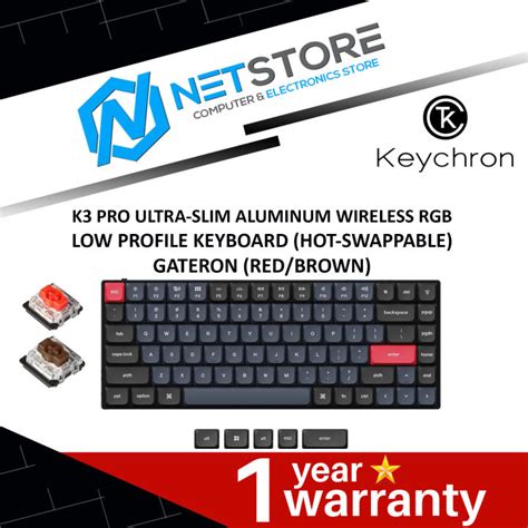 KEYCHRON K3 PRO ULTRA-SLIM ALUMINUM WIRELESS RGB LOW PROFILE KEYBOARD ...