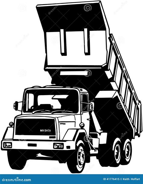 Dump Truck Silhouette. Tipper Truck Black And White Vector Isolated ...