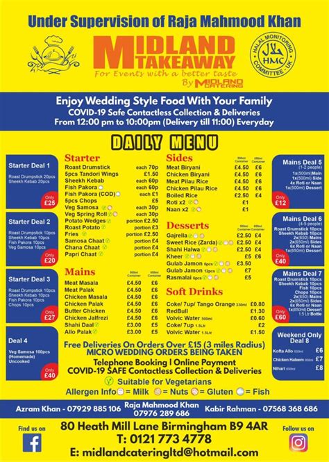 Take Away Menu – Midland Catering Ltd