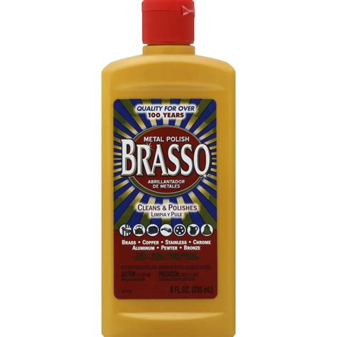 Brasso Metal Polish, 8oz Bottle for Brass, Copper, Stainless, Chrome ...