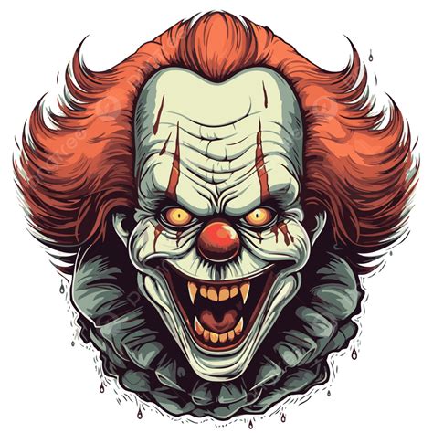 Pennywise Face Vector, Sticker Clipart Scary Clown Mask That You Can ...