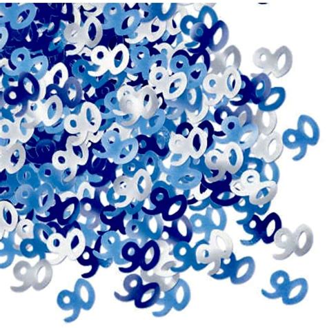 90th Silver Blue Birthday Confetti - Queenparty