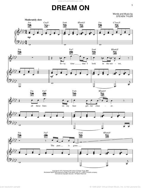 Dream On sheet music for voice, piano or guitar (PDF) v3