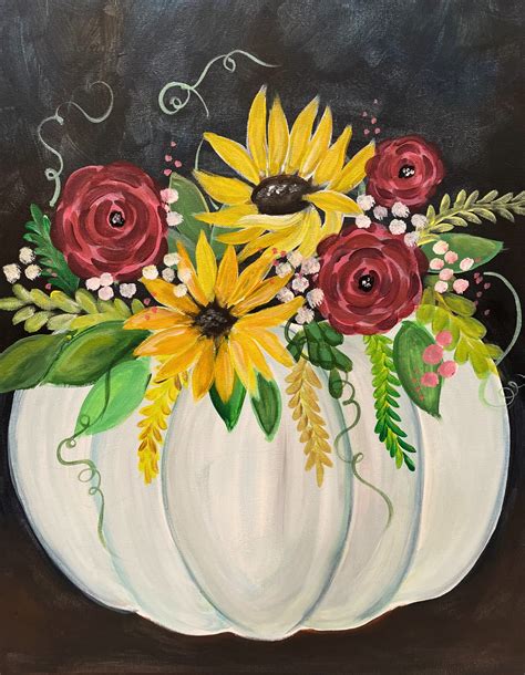 Flower Pumpkin – Paint and Sip | Painting and Vino