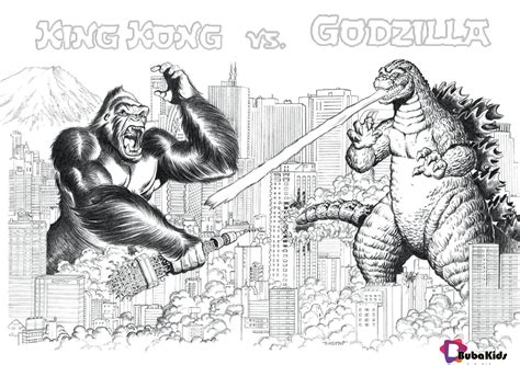 King kong vs Godzilla free and printable coloring page. godzilla, king ...