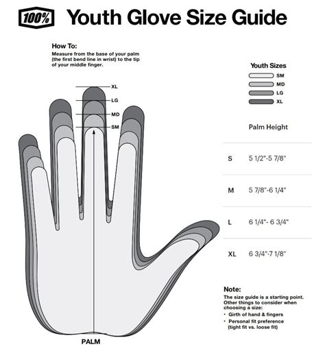 100% Youth Glove Sizing Chart – 99bikes.co.nz