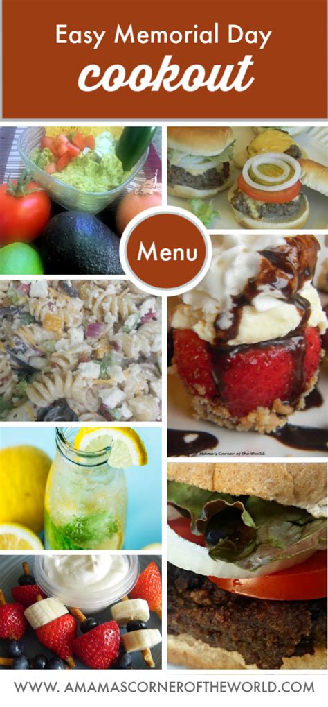 Memorial Day Cookout Menu from Appetizers to Desserts