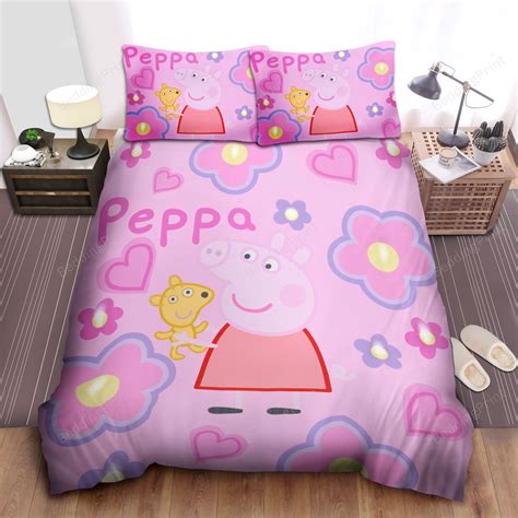 Peppa Pig And Teddy Bear Bed Sheets Spread Duvet Cover Bedding Sets ...