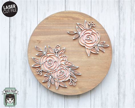 Flower LASER Cut file SVG, Floral LASER File, Laser svg files, Layered ...