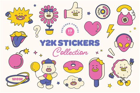 Cute Y2K Sticker Illustrations Set - Design Cuts