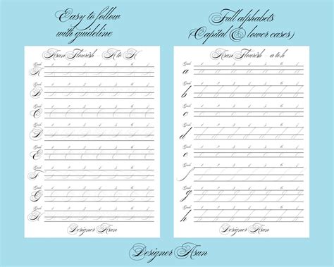 Copperplate Calligraphy Worksheet Set Copperplate Alphabet Practice ...