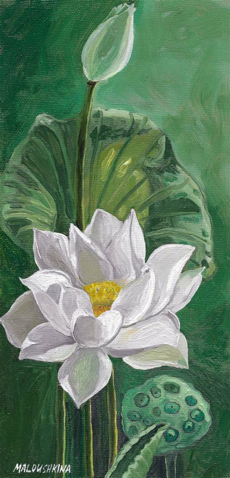 Lotus flower Painting by Olga Maloushkina | Saatchi Art