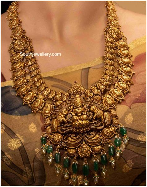 Antique gold Lakshmi haram - Indian Jewellery Designs