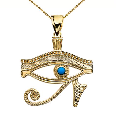 Eye of Horus Yellow Gold Turquoise Pendant Necklace