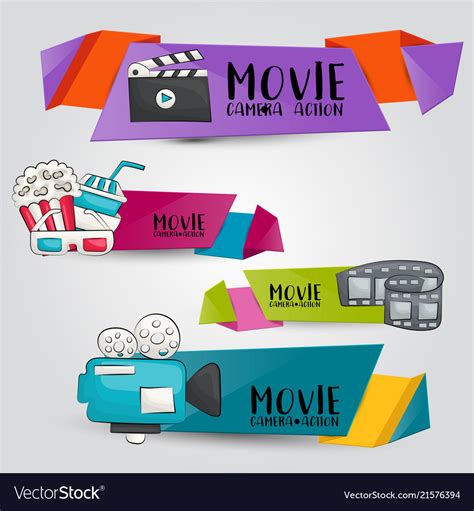 Movie cinema theme horizontal banner template set Vector Image