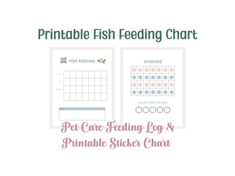 Printable Fish Chart Fish Feeding Log for Kids Sticker Chart Pet Care ...