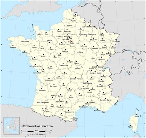 Map of France with cities - Map of France and cities (Western Europe ...