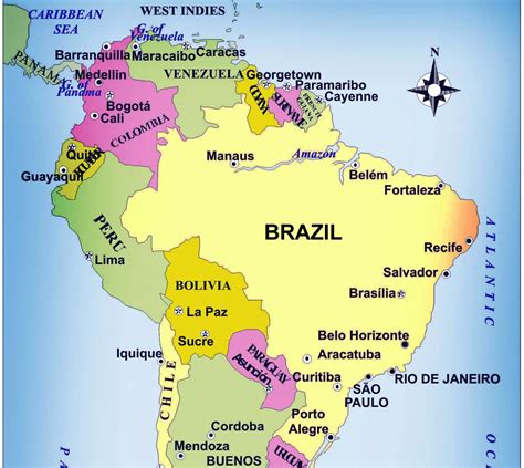 Brazil on a map - Map of the Brazil (South America - Americas)