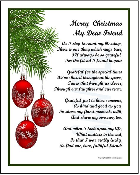 Merry Christmas Friend Poem DIGITAL DOWNLOAD Christmas Gift - Etsy