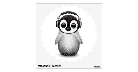 Customizable Cute Baby Penguin Dj with Headphones Wall Sticker | Zazzle