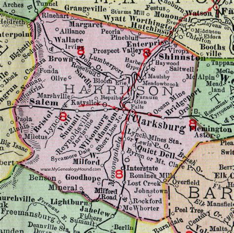 Harrison County, West Virginia 1911 Map by Rand McNally, Clarksburg ...