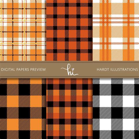 Orange Buffalo Plaid Digital Paper Buffalo Check Design | Etsy ...