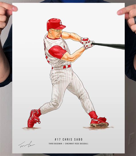 Chris Sabo Cincinnati Reds Baseball Illustrated Print Poster - Etsy ...